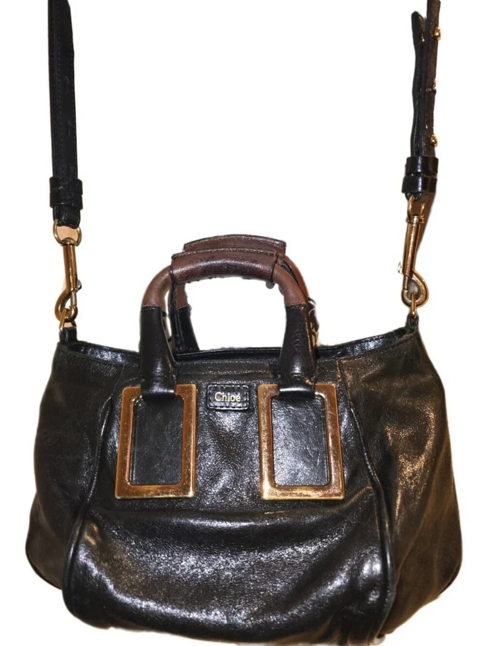 Chloe Etel 2way Mini Black Leather Satchel Crossbody Bag